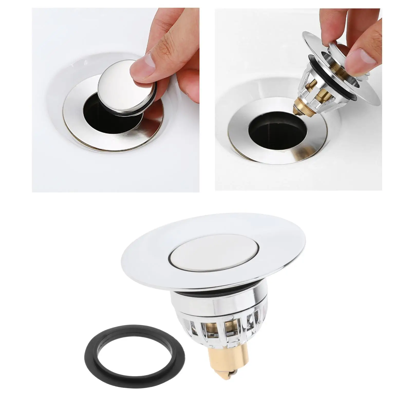 Core Push Type Basin -Sink Plug Drain Filter Stopper for Drain Hole 1.34-1.57 inches