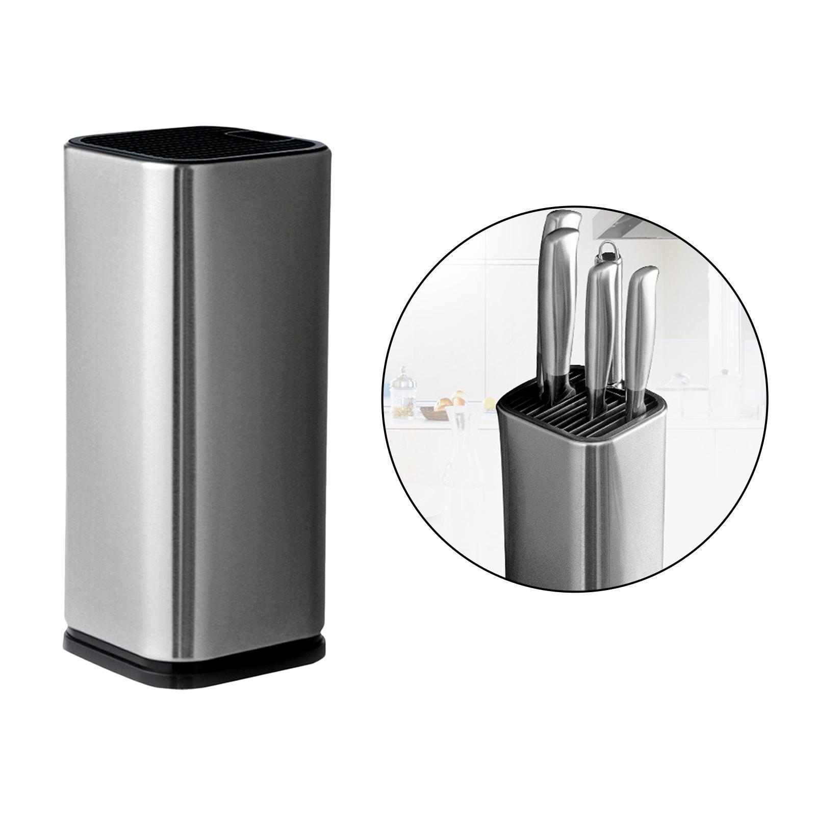 Stainless Steel Knife Block Holder Save Space Keep Tableware Cleaning Knife Organizer Slot Design