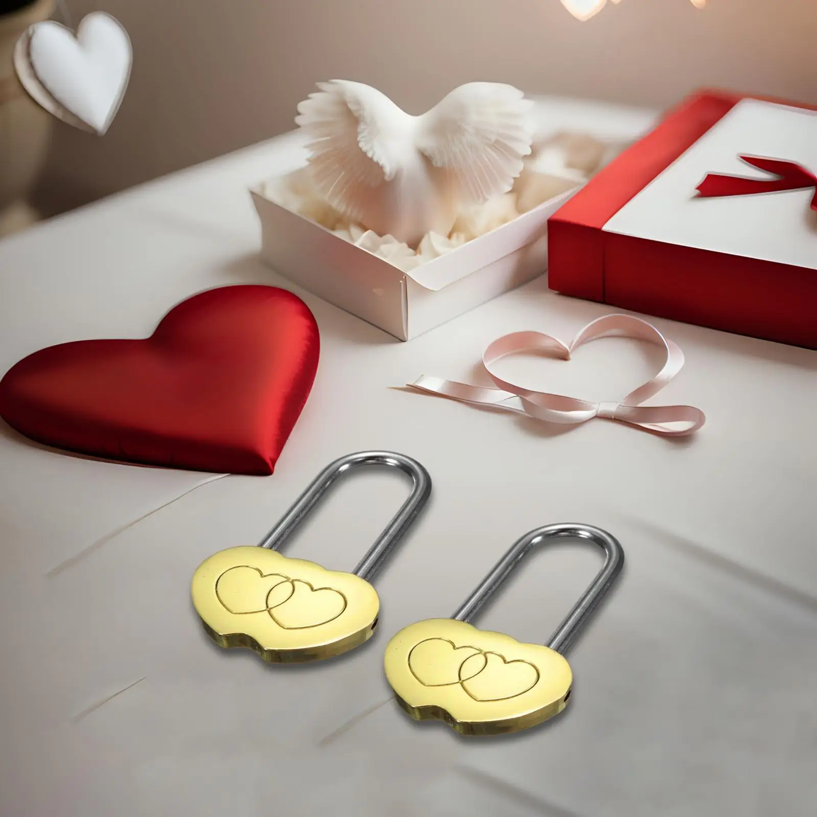 2 Pieces Love Lock without Key Rust Resistant Wish Lock Valentines Gift for Small Luggage Wedding Diary Book Jewelry Box Lovers
