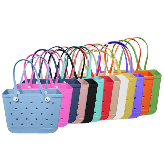 Micmores Woven Jelly Bag, Rubber Tote Bag Waterproof Travel Bags for Women  Washable Totes Handbag for Sports Beach Pool