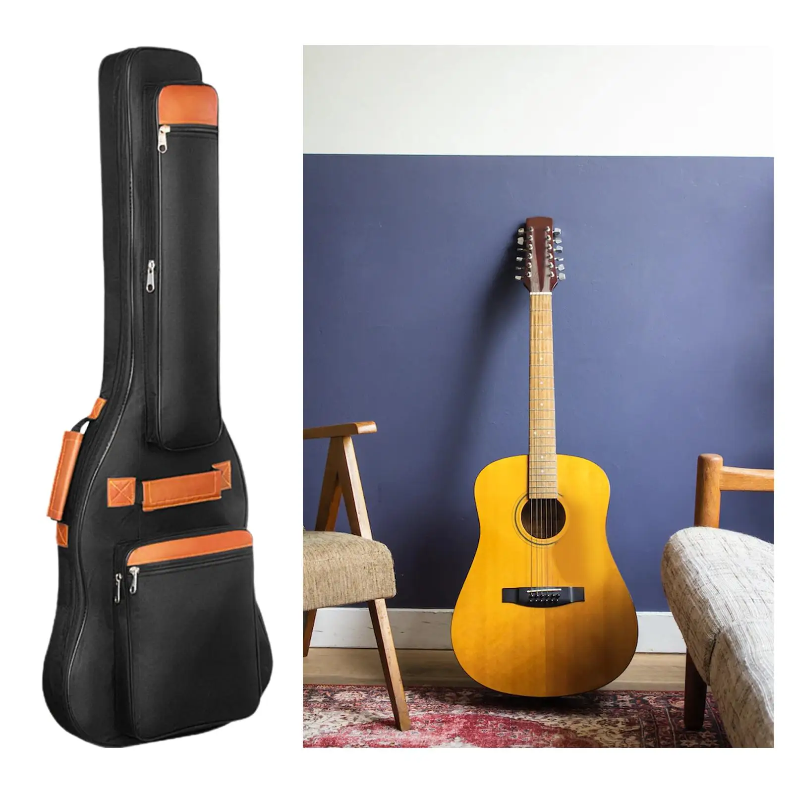 Electric Guitar Bag Backpack Adjustable Shoulder Strap Water Resistant Thick Padded Acoustic Guitar Bag for Classical Guitar