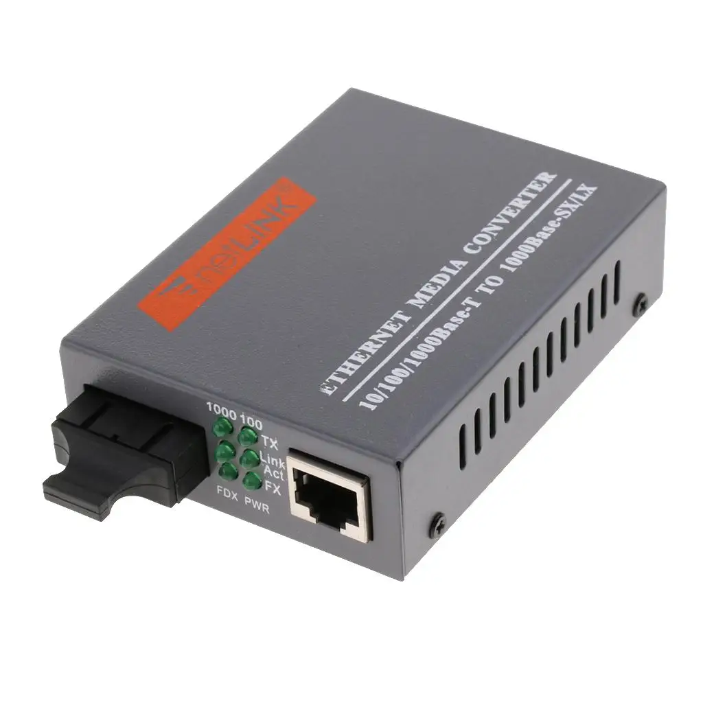 Gigabit Ethernet Media Converter Single Dual SC Fiber Optical External, Aluminium Alloy