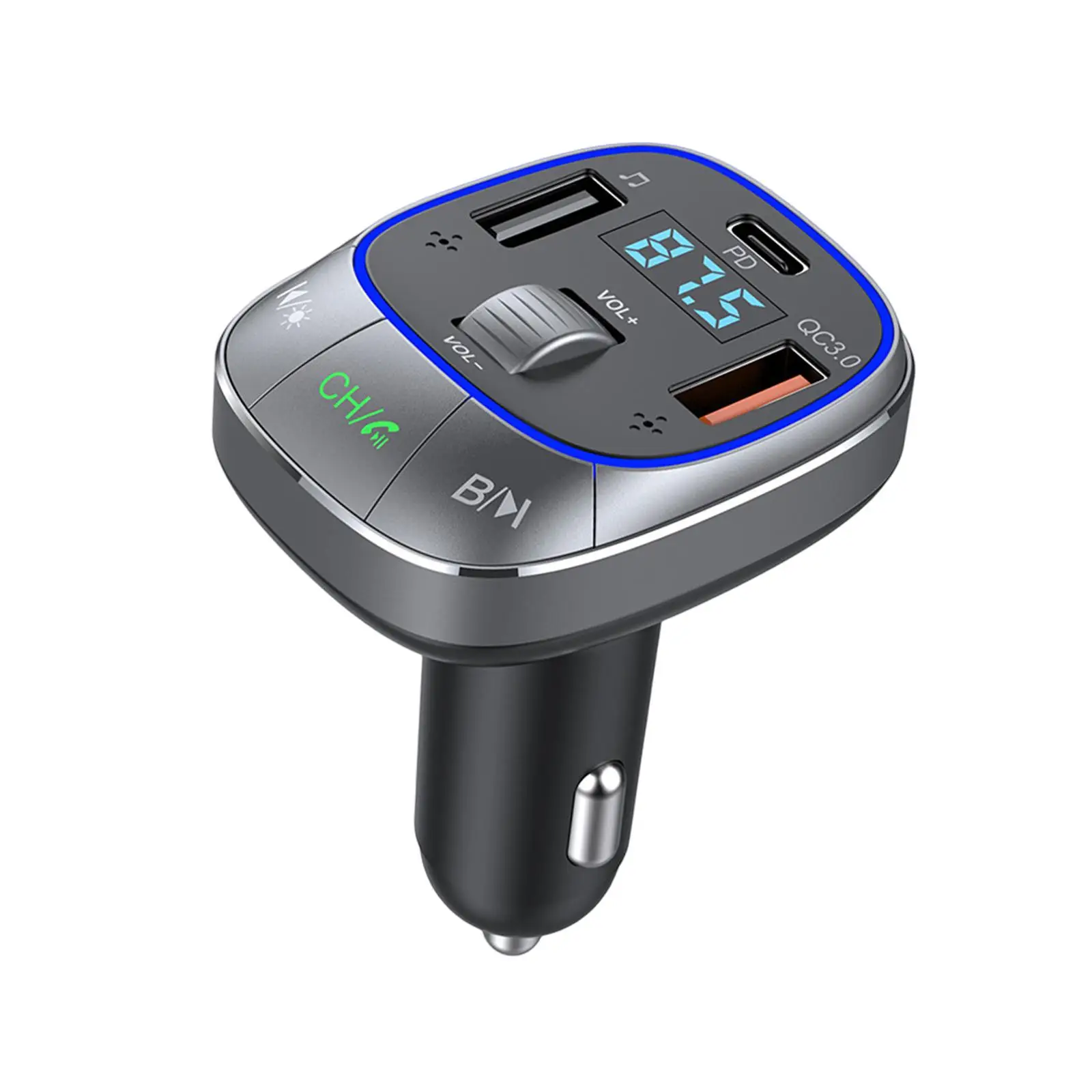 Bluetooth Car Adapter Dual Mic Fast Charger Hands Free Calling Low Power Consumption V5.0 Music Player FM Transmitter for Car