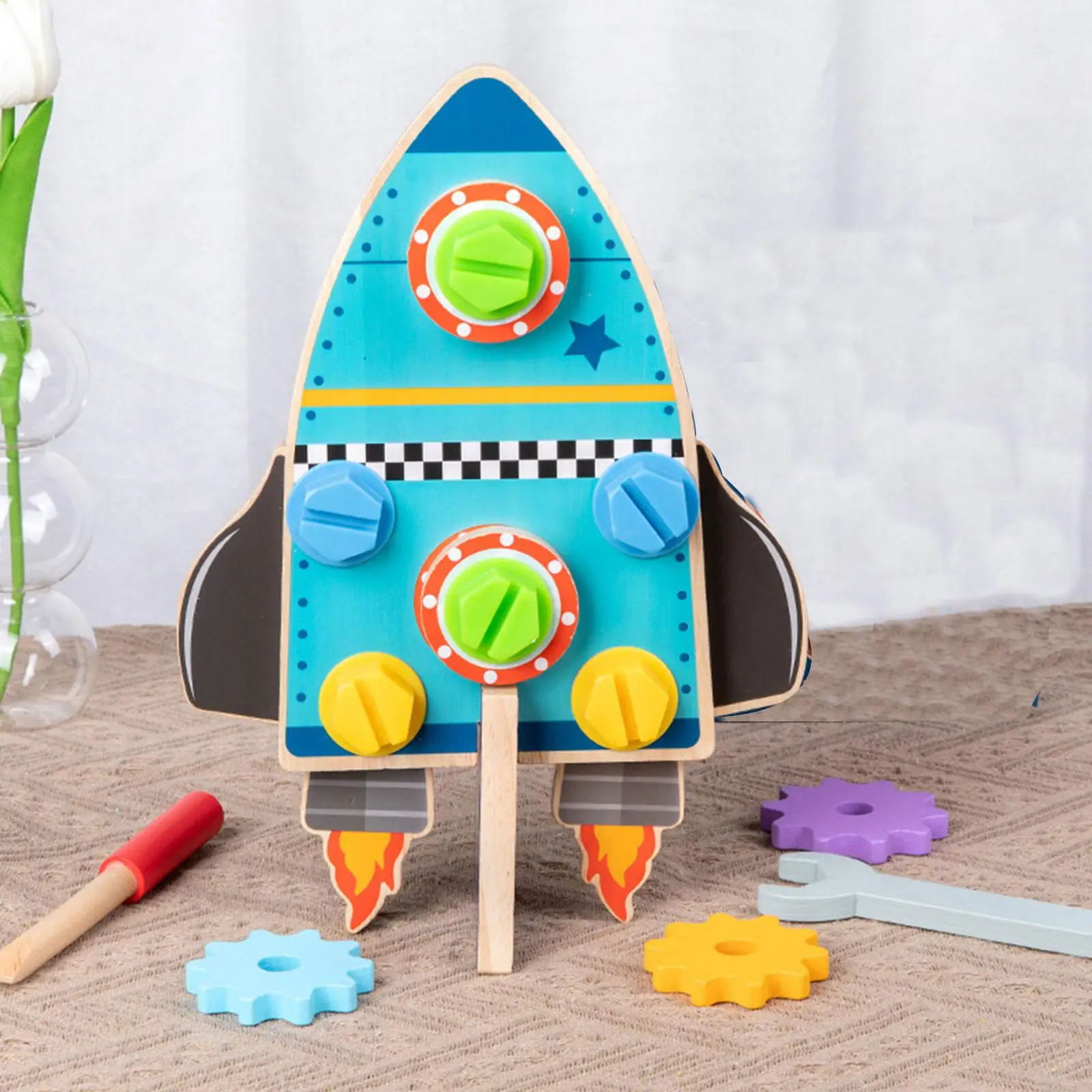Wooden Montessori Board Screw Building Construction Set Develop Fine Motor Skills for Children Toddlers Preschool Kids Gifts