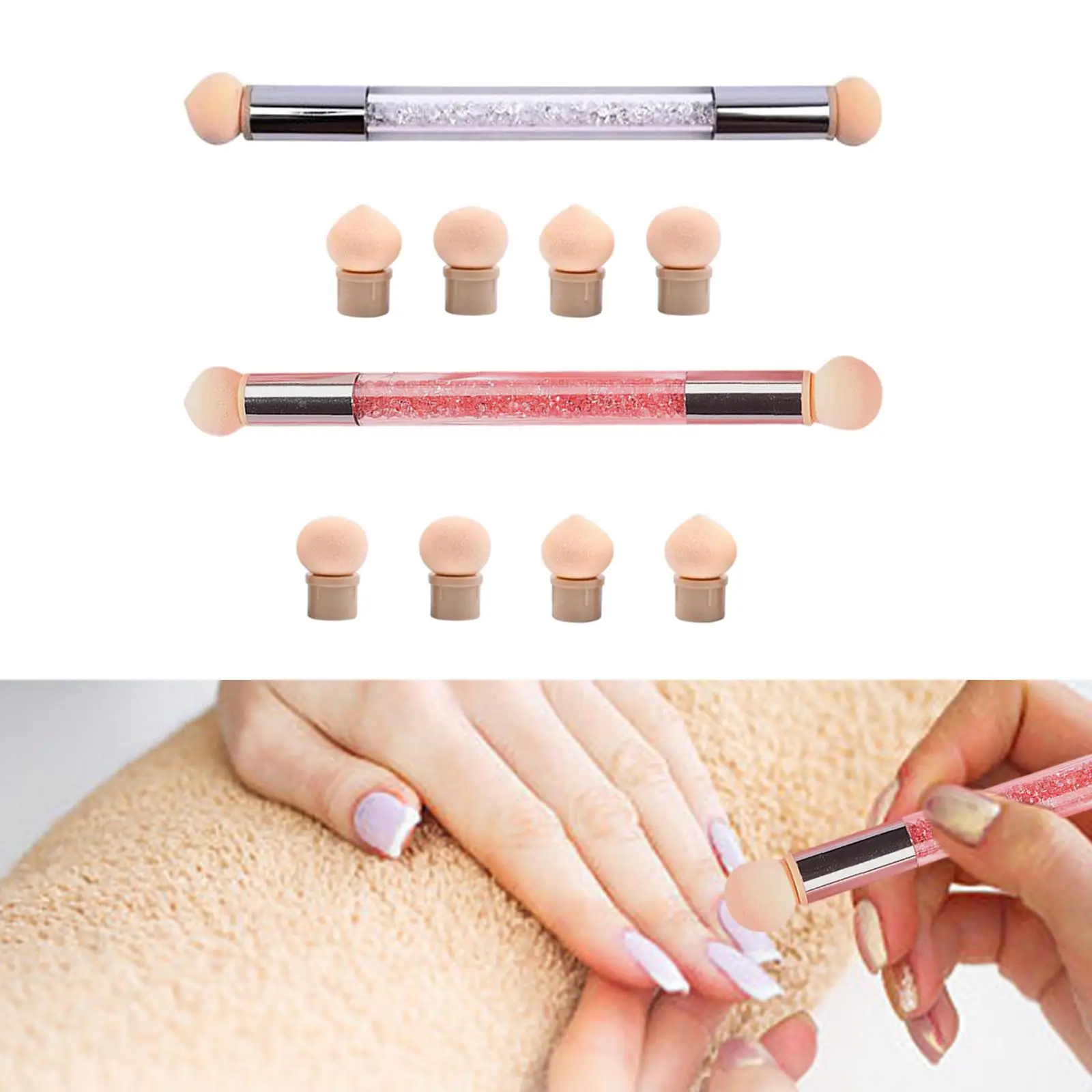 Nail Sponge brush Pens Brushes with 4Pcs Replacement Head Designing Painting Pen