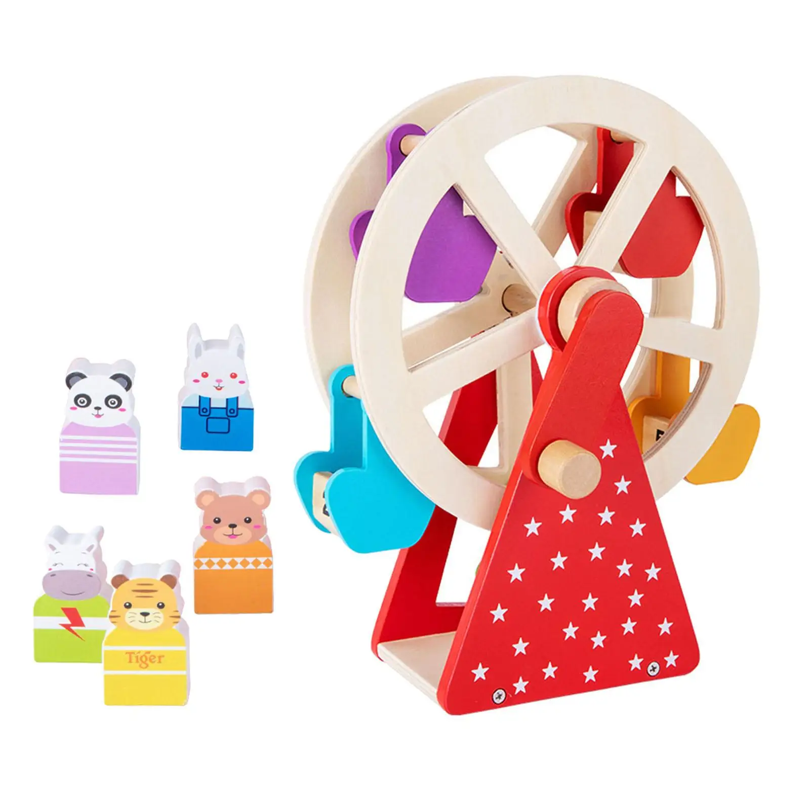 Kids Rotating Wheel Toys Assembly W/ Animal Blocks 3D W/ Handle Handheld DIY Colorful  for 3+ Years Old Infant  Gifts