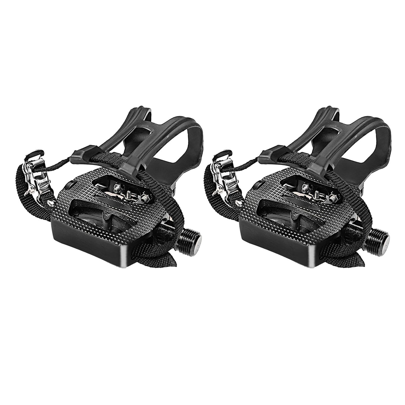 Exercise Bike Pedal with Straps Cycling Pedal Toe Clip Home Gym Metal Bicycle Pedals Toe Cages Fitness Equipment Accessories