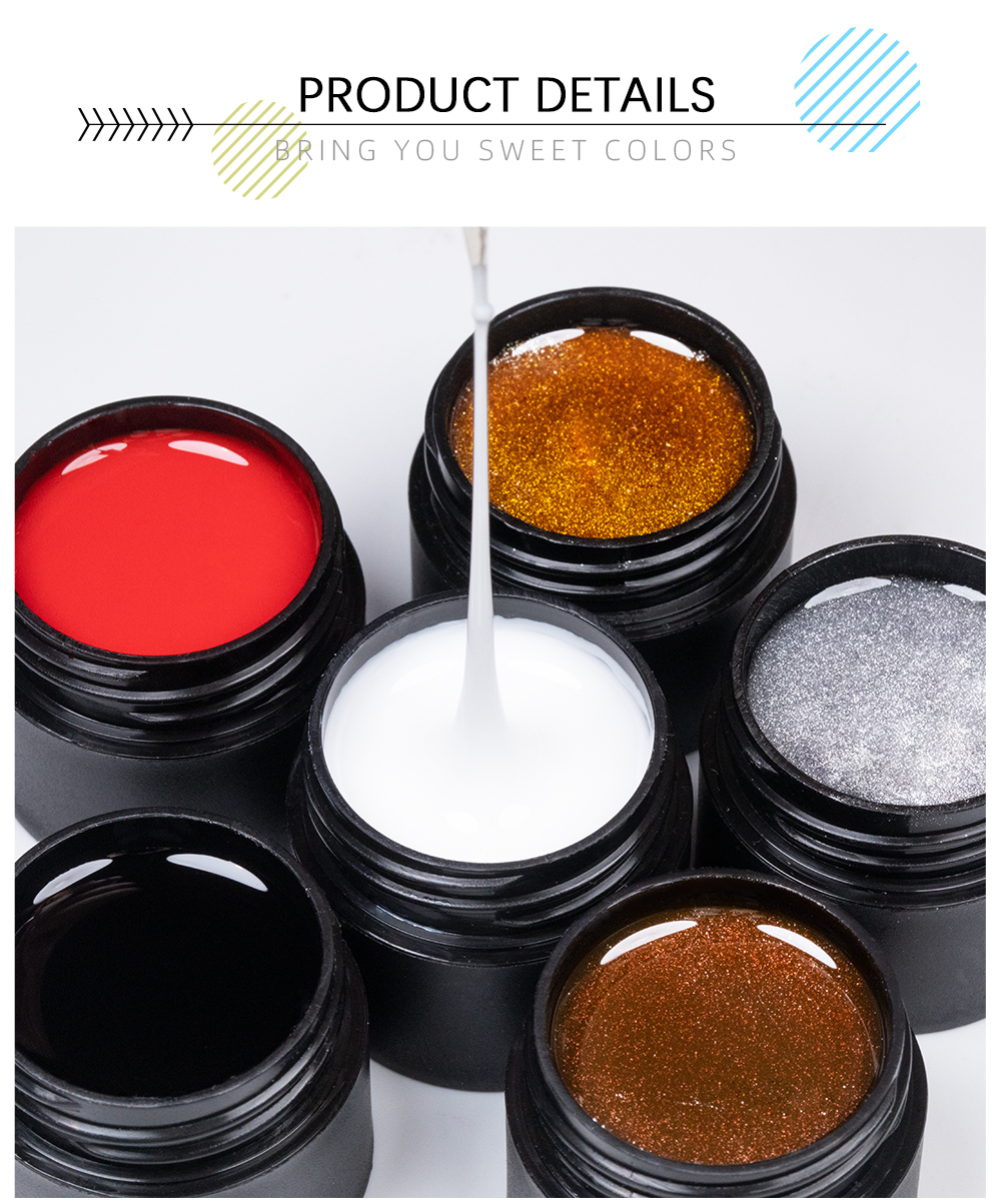 Description Picture 5 of itemBOZLIN Spider Wire Gel No Sticky Layer UV LED Painting Drawing Lining Gels Polish For Nail Design Rose Gold Color Nail Manicure