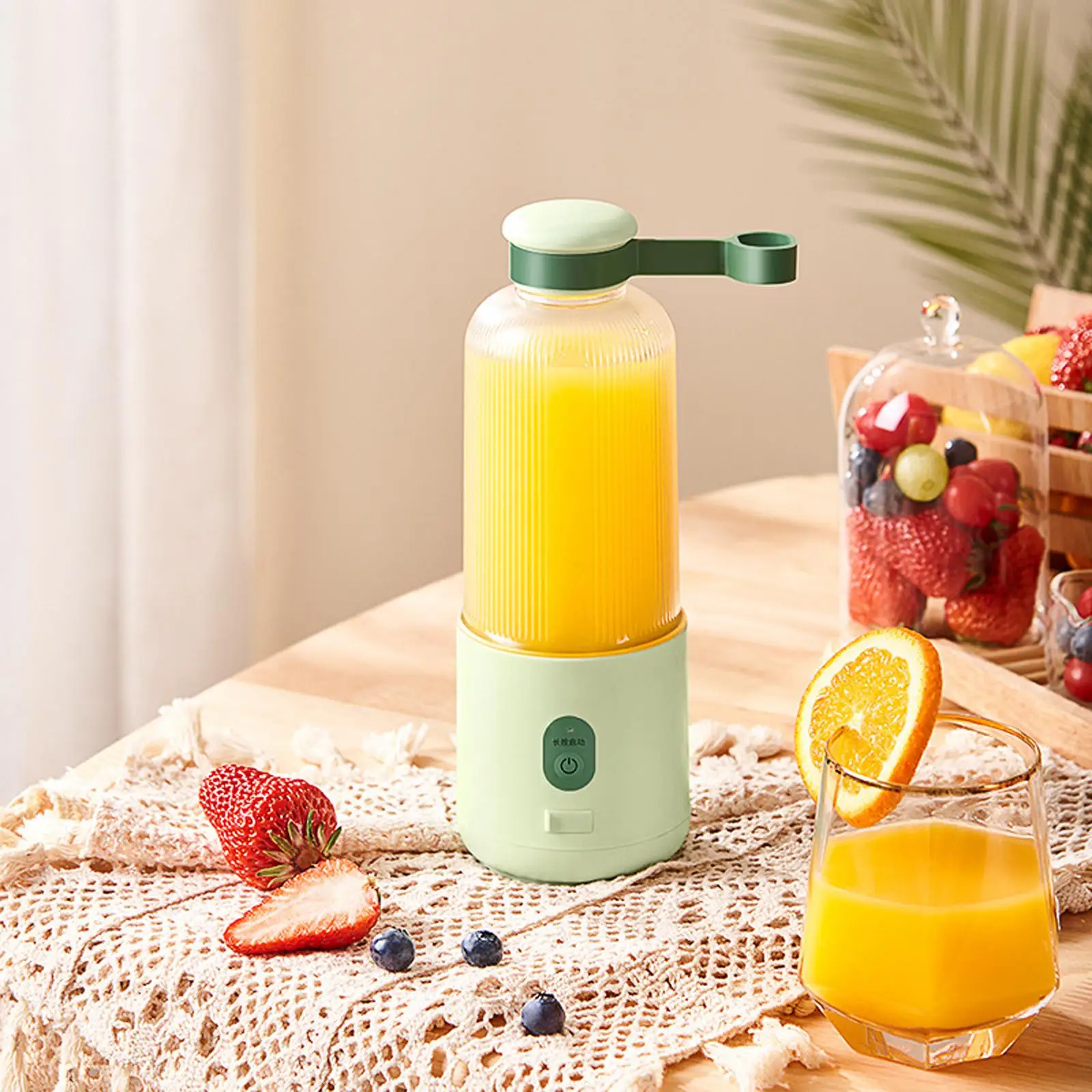 Portable Electric Juicer Cup with Handle Juicing Mixing Crush USB Rechargeable Ice Blender Mixer for Making Juice Shakes