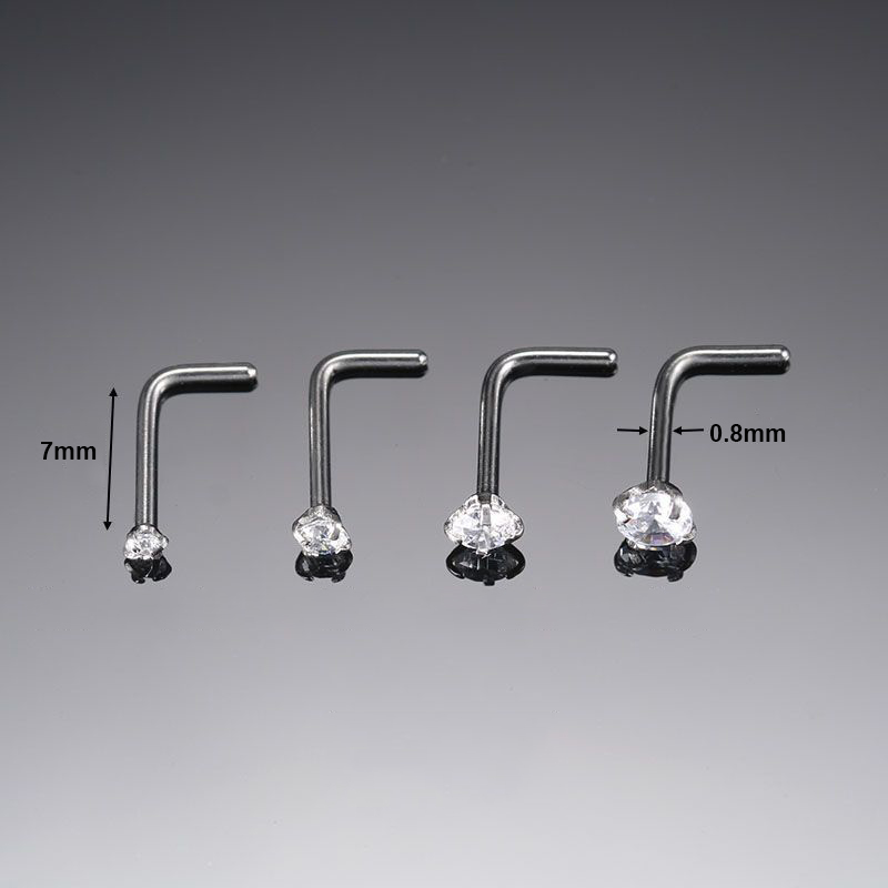 10 teile/los 1.2/3/2/2/3mm cz Zirkon Nasen stecker Edelstahl l Form Nasenloch Nieten für Frau Mann Körper Piercing Schmuck 20g – Detail 6