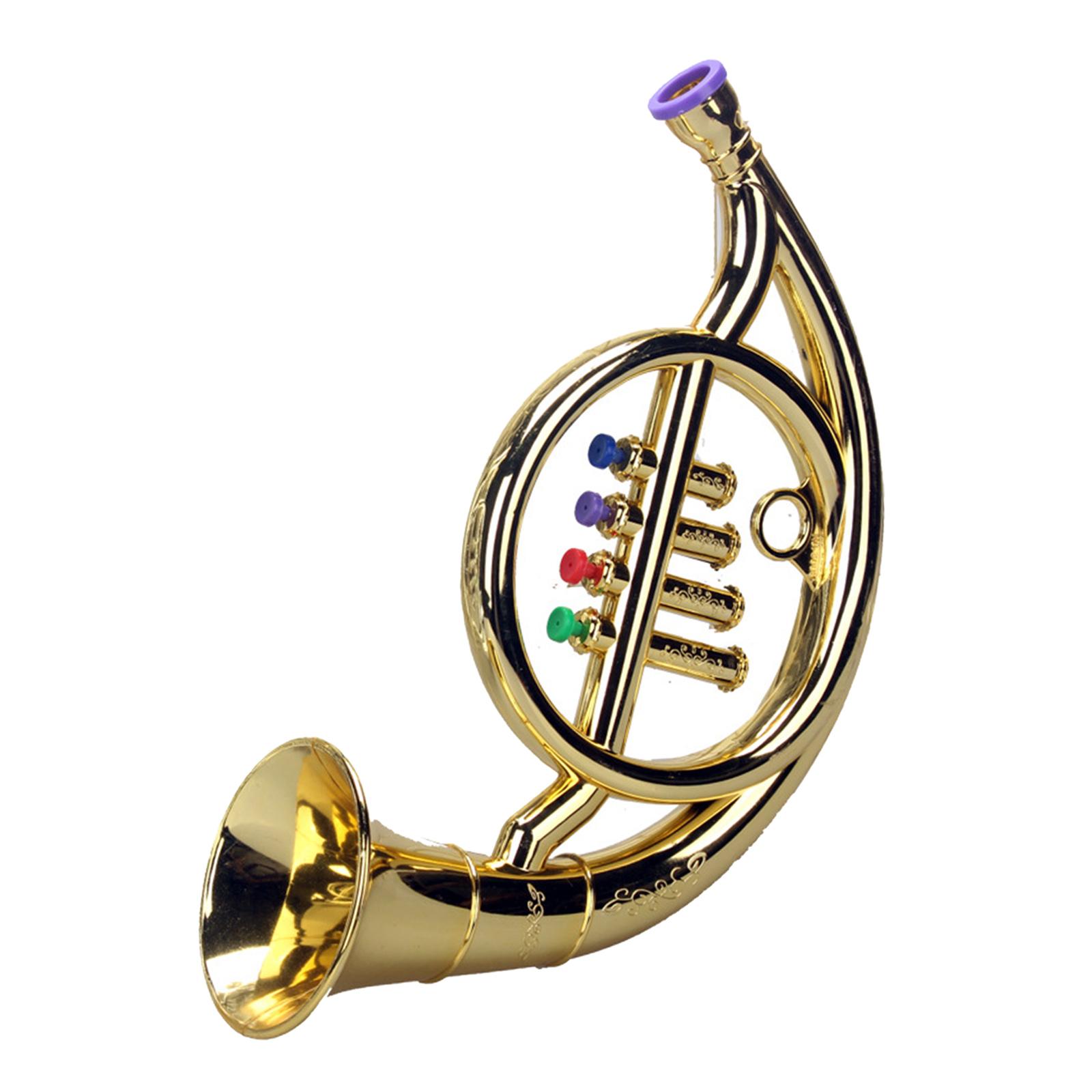 Musical 4  ABS Metallic Game Toy Mini Props Simulation Wind Instruments French Horn for Party 3 Years And Up Preschool Boys