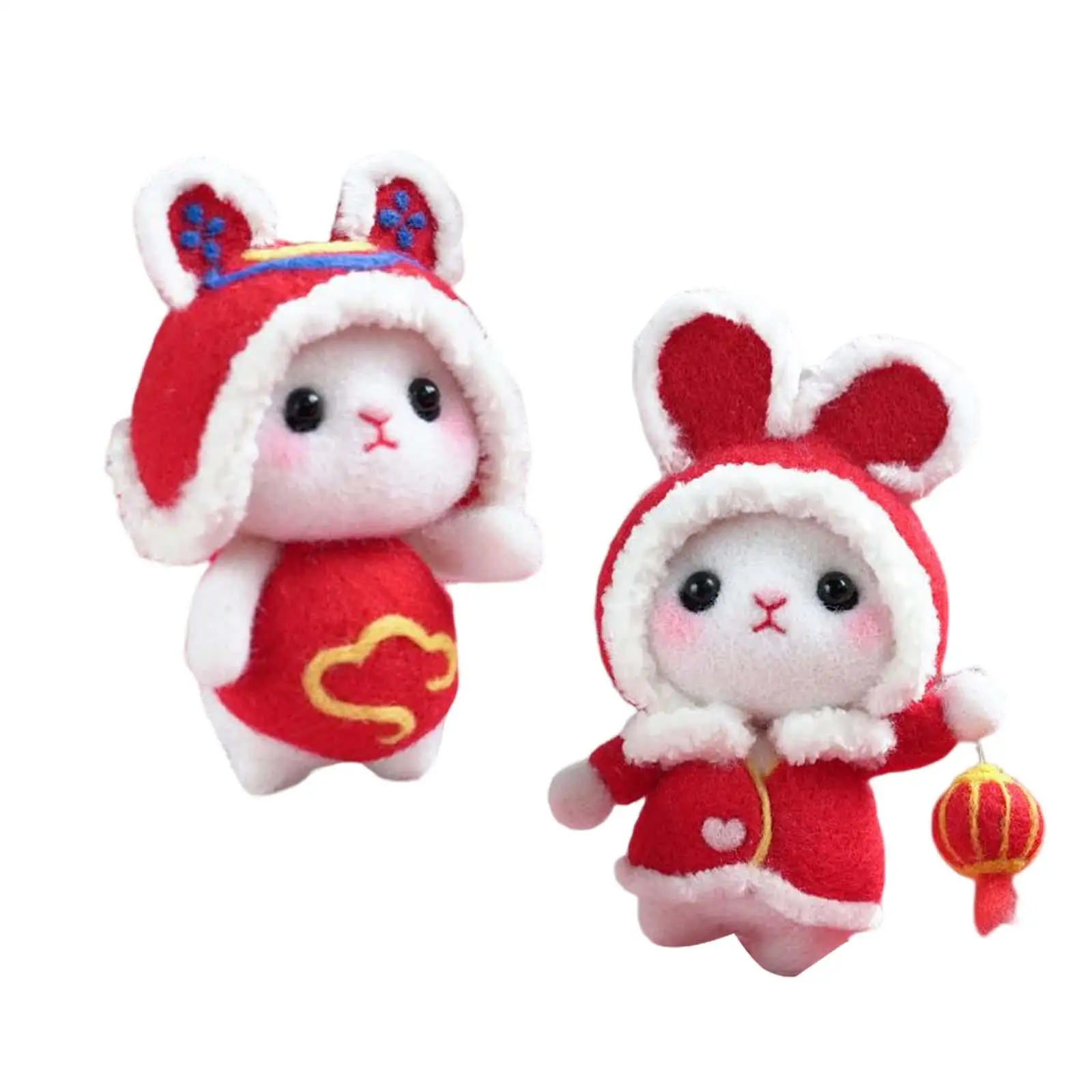 Small Rabbit Wool Felt Kits Animal Doll Simple to Use 2023 Rabbit Year Doll Toy for Kids