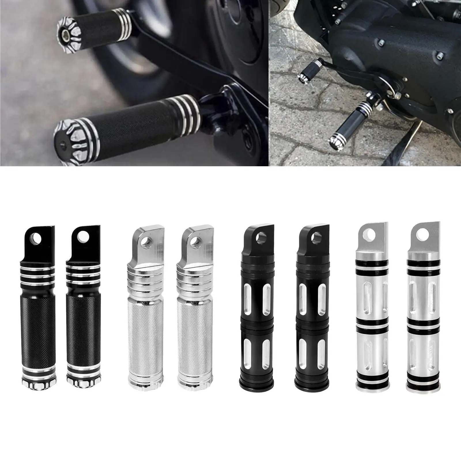 2Pcs Motorcycle Rear Foot Pegs Rest Pedals for  Street