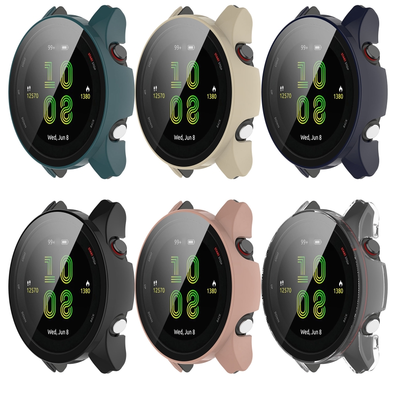 Für Garmin Forerunner 255/255S/955 Gehärtetem Glas einteiliges Shell Schirm-schutz Fall Smart Uhr PC Screen Protector Shell – Detail 2