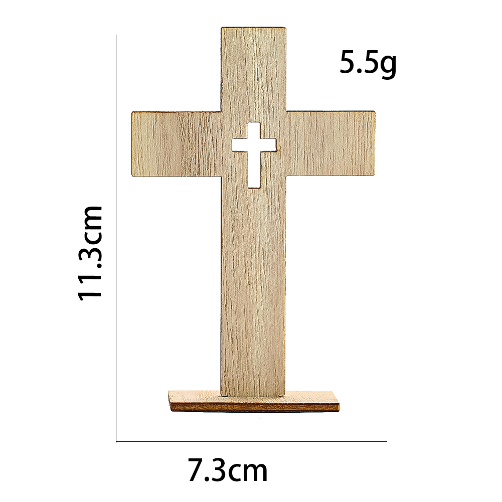Description Picture 5 of item12PCS Wooden Crosses Standing Candlestick Projection Jesus Crucifix Christian Baptism Table Centerpieces First Communion Decor