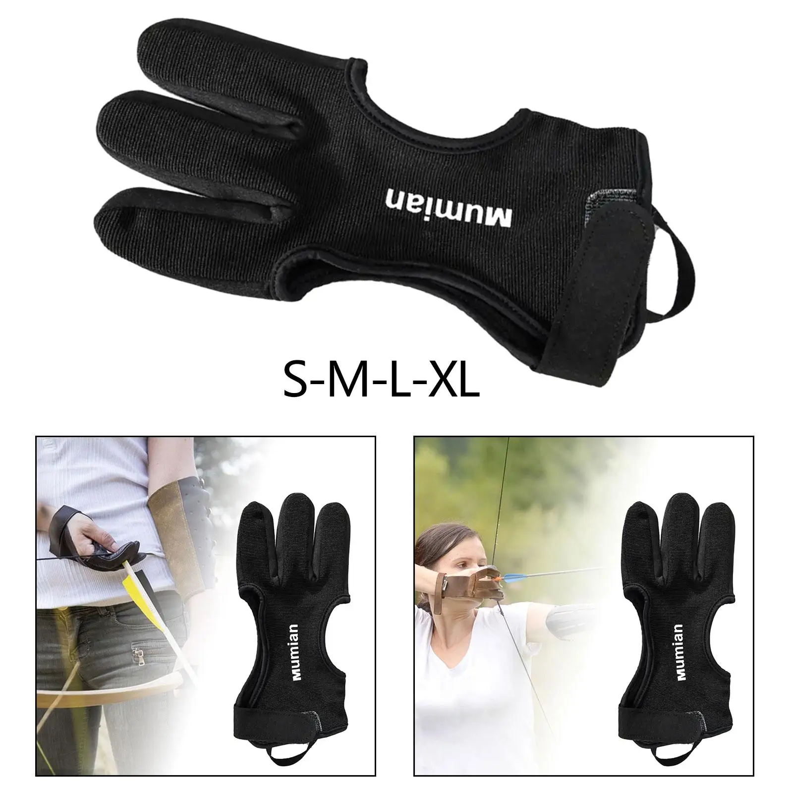 Archery Glove Three for Left and Right Hand Finger Protector Archery Finger Guard for Men Women Archery Training