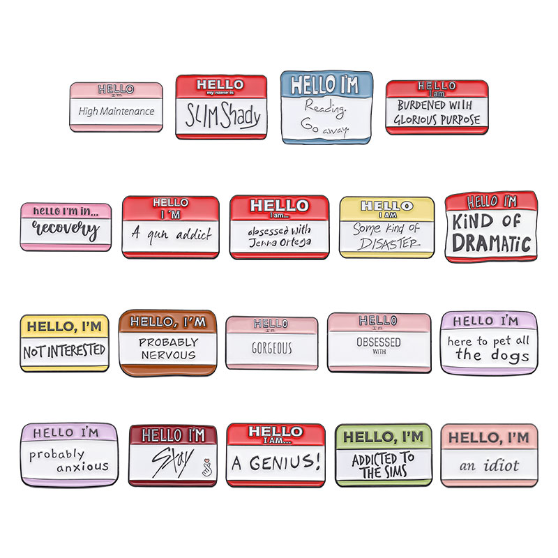 Quirky Anxious Dialog Enamel Lapel Pins Image 8