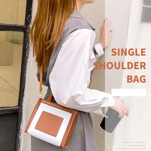 Lady's Briciole Medium Size Hang Bag Black/Beige With Detachable Strap