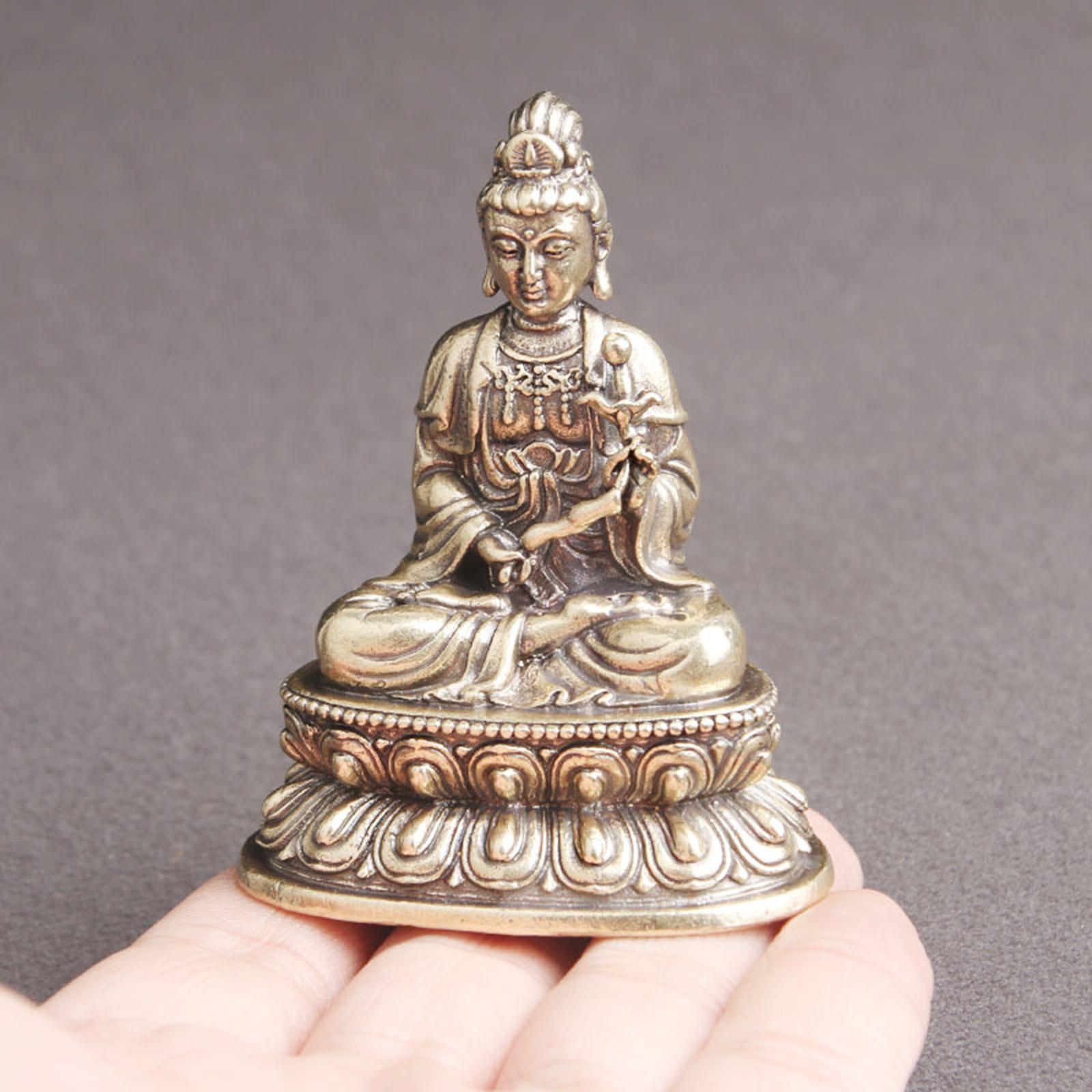 Antique Style Chinese Meditating Buddha Statue Seated Buddhism GuanYin Figurines Feng Shui Zen Sculpture Ornament for Artwork