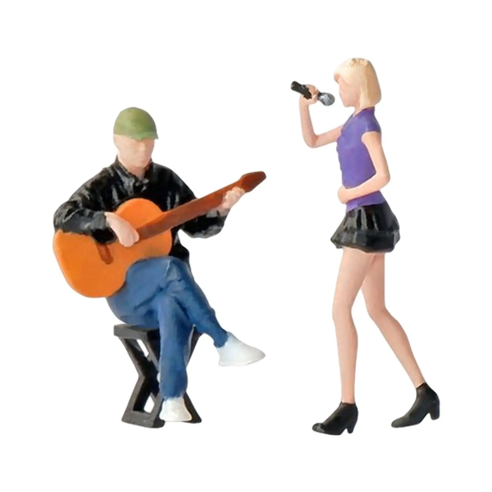 1/64 Figure Diorama Street Character Street Singer Model DIY Micro Landscapes Mini for Dollhouse Accessories Decoration Layout