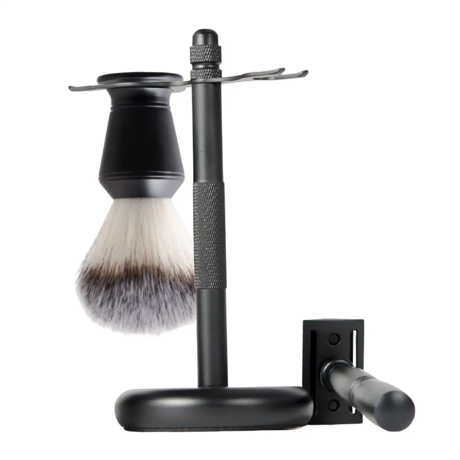 3 Pieces Shaving Kit Black Color Elegant Shaving Brush Shaving Stand Shaving Brush Set Razor+ Stand Holder + Shaving Brush