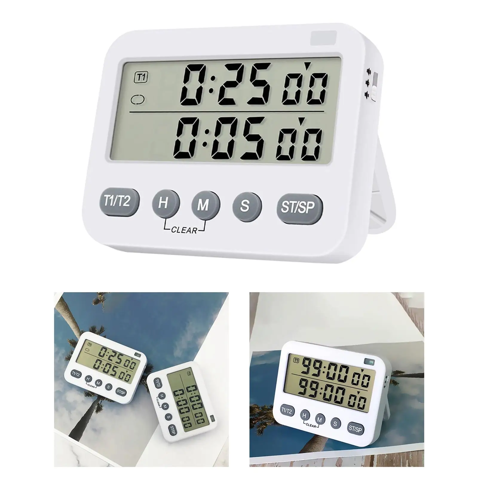Dual Digital Timer with  Multipurpose Stopwatch with Bracket Durable Alarm