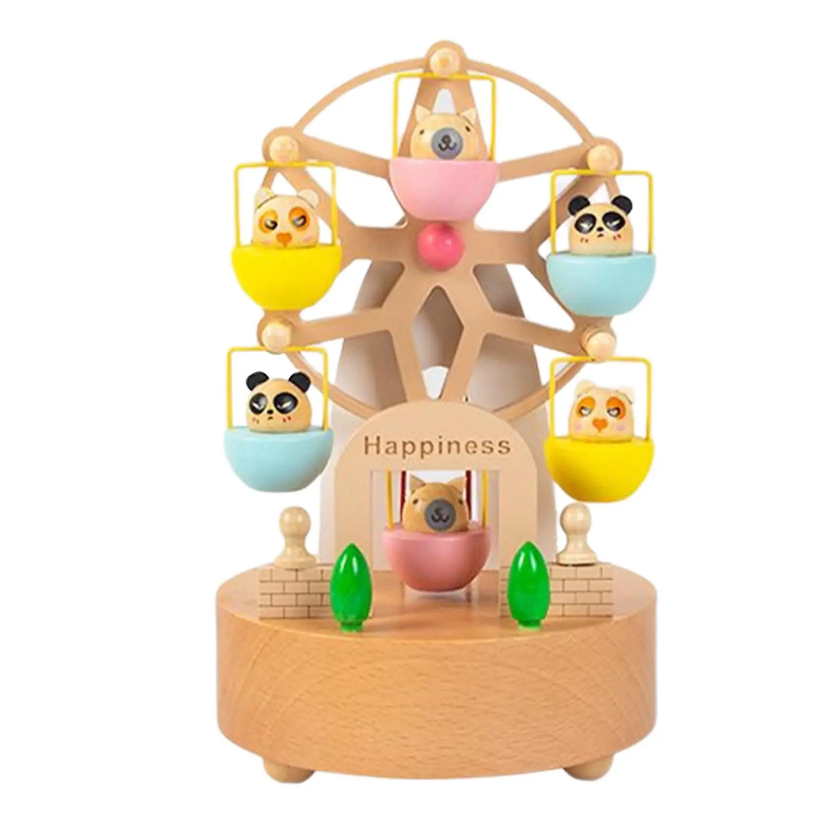Wheel Musical Boxes with Small Swinging Animal Wind up Carousel Music Box for Collectible Home Decor Friends