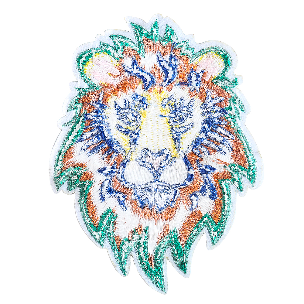 Rinbow King LionAnimal Stickerei Hot Melt Kleber Eisen auf Patches Jeans Nähen Stoff DIY Applikation Patchwork Wild LIFE im Freien – Detail 3