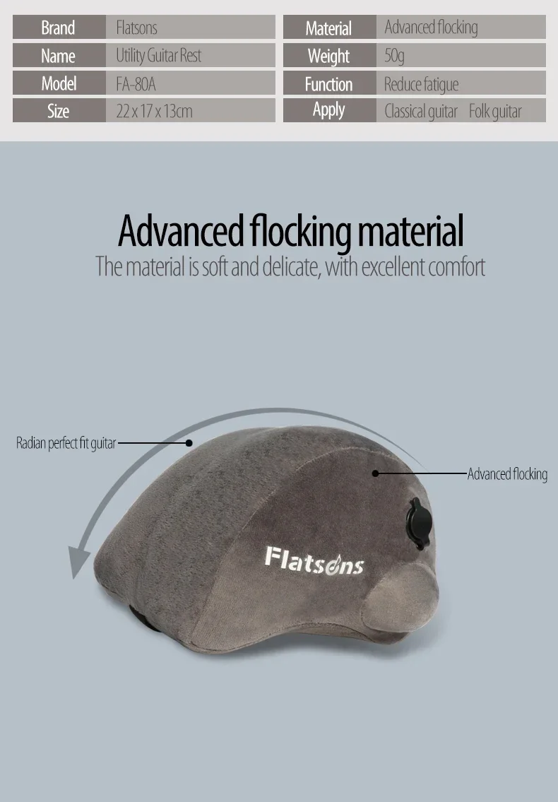 Flanger FA-80A Konzertgitarren-Pad, einfacher Stil, Beflockungsmaterial, Anti-Druck-Bein-Gitarre, weiches Polster, Zubehör für Akustikgitarre – Detail 3