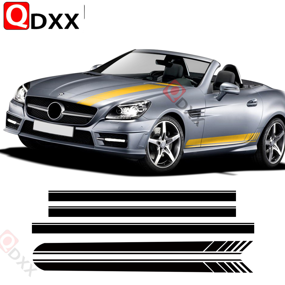 Аксессуары для Mercedes Benz SLK SLC Class R170 R171 R172 AMG SLK200 250  55, автомобильные аксессуары в стиле AMG, дверная боковая юбка, полосатая  наклейка на капот | AliExpress