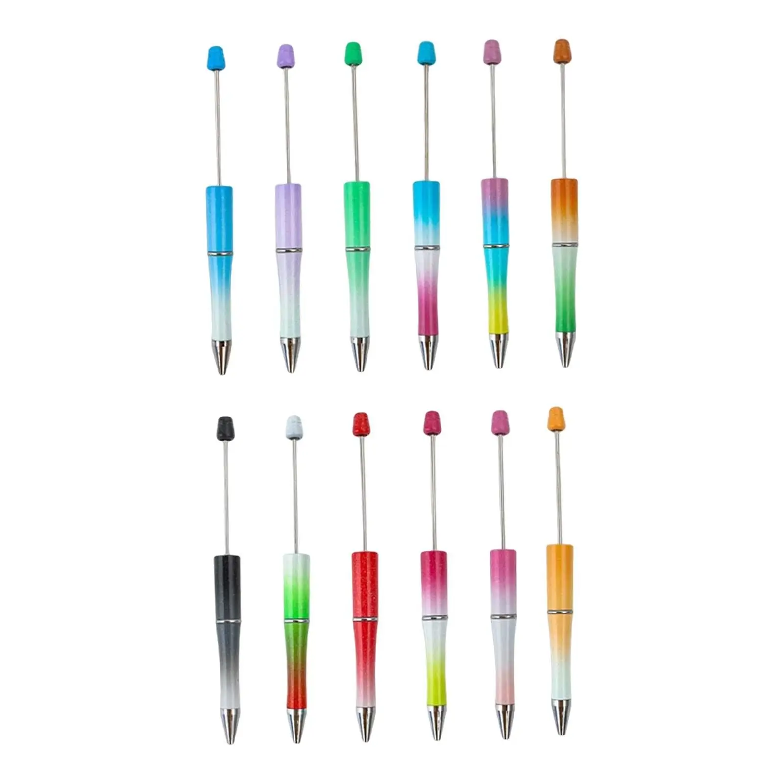 12x Bead Pens DIY Printable Multicolor Bead Pen Ballpoint Pen Beaded Pen Beadable Pens for School Writing Exam Office Classroom