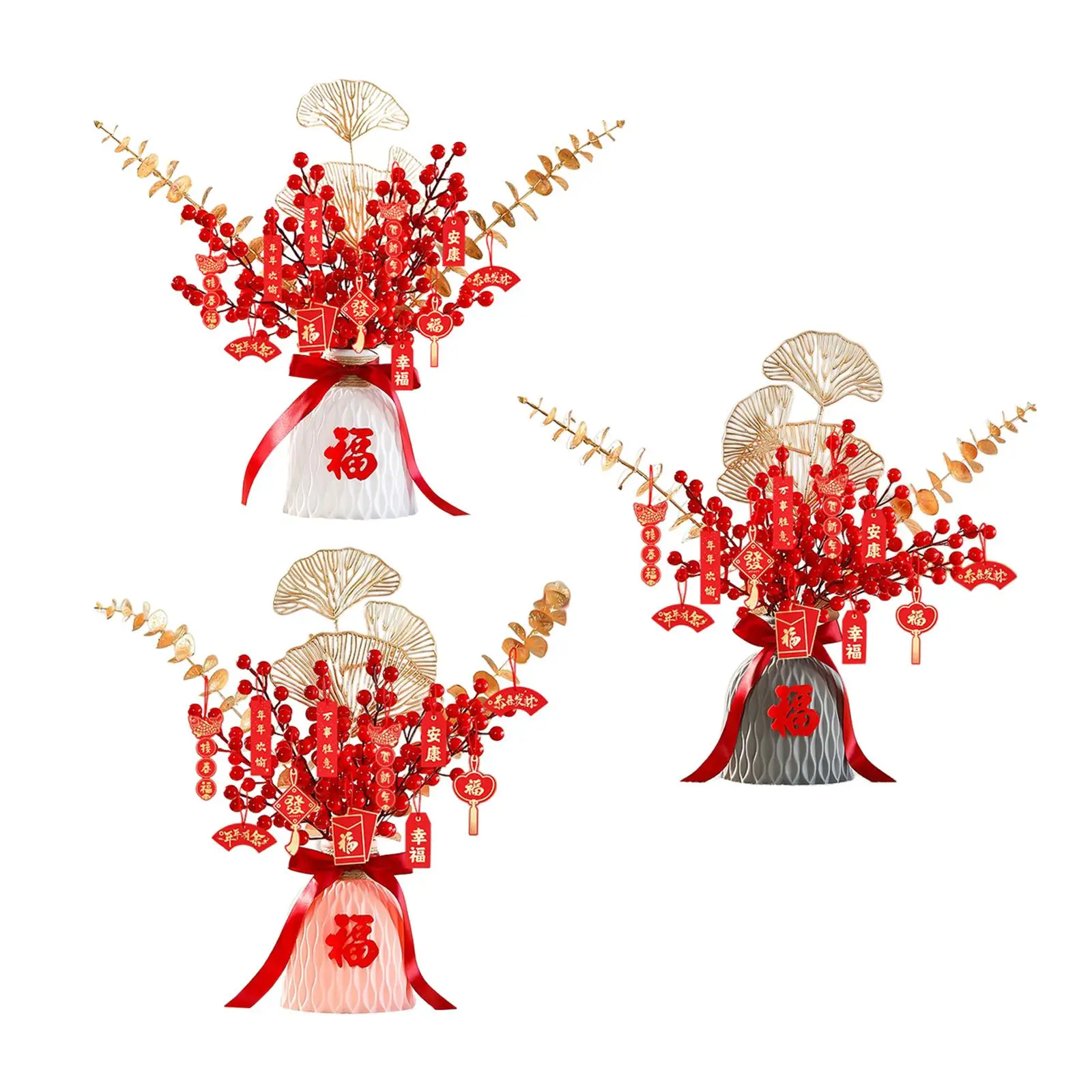 Red Chinese New Year Decoration Lucky Tree Artificial berries Branches Ornament