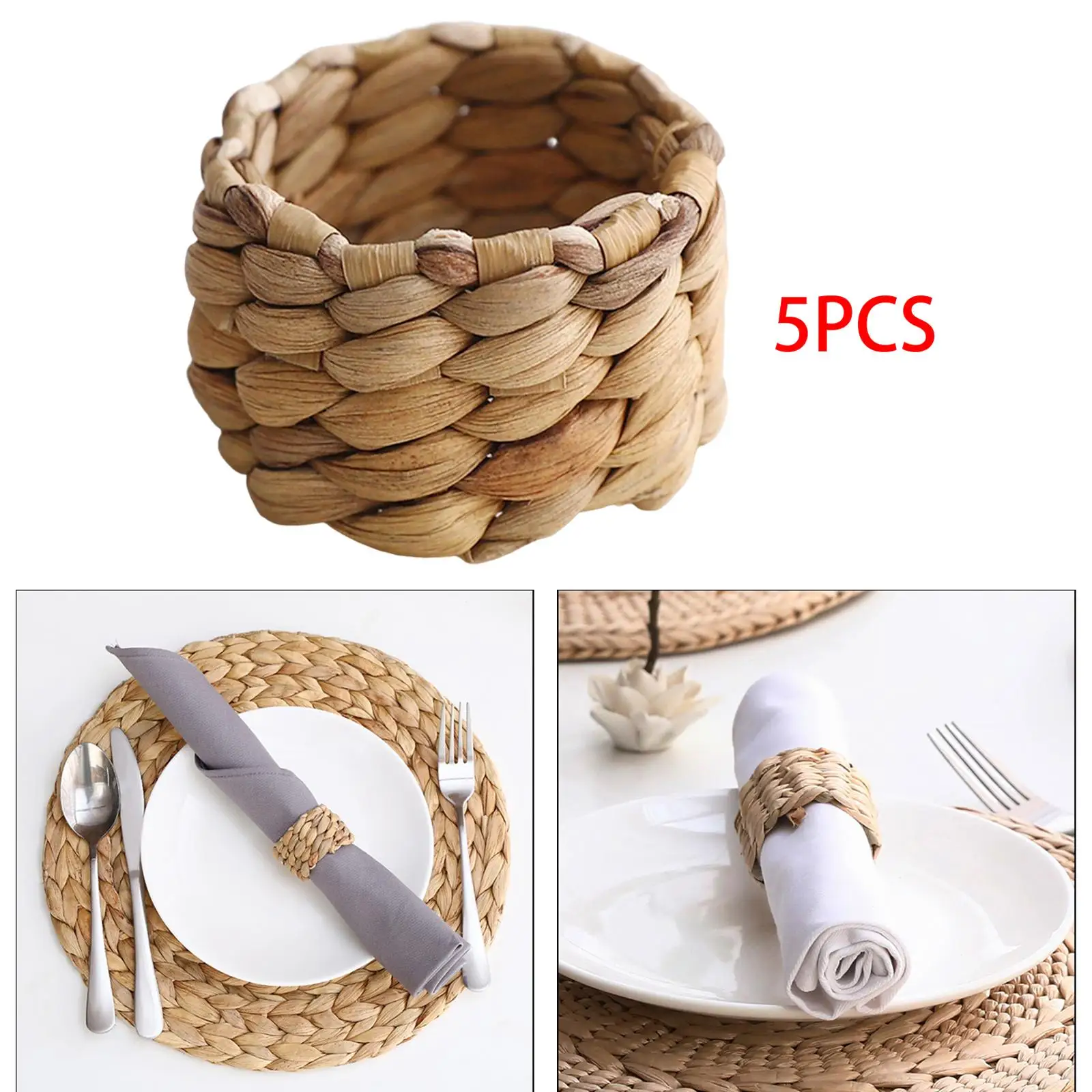5 Pieces Napkin Ring Holders Decorative Woven Napkin Buckle Holder for Candlelight Dinner Family Special Events Gatherings Decor