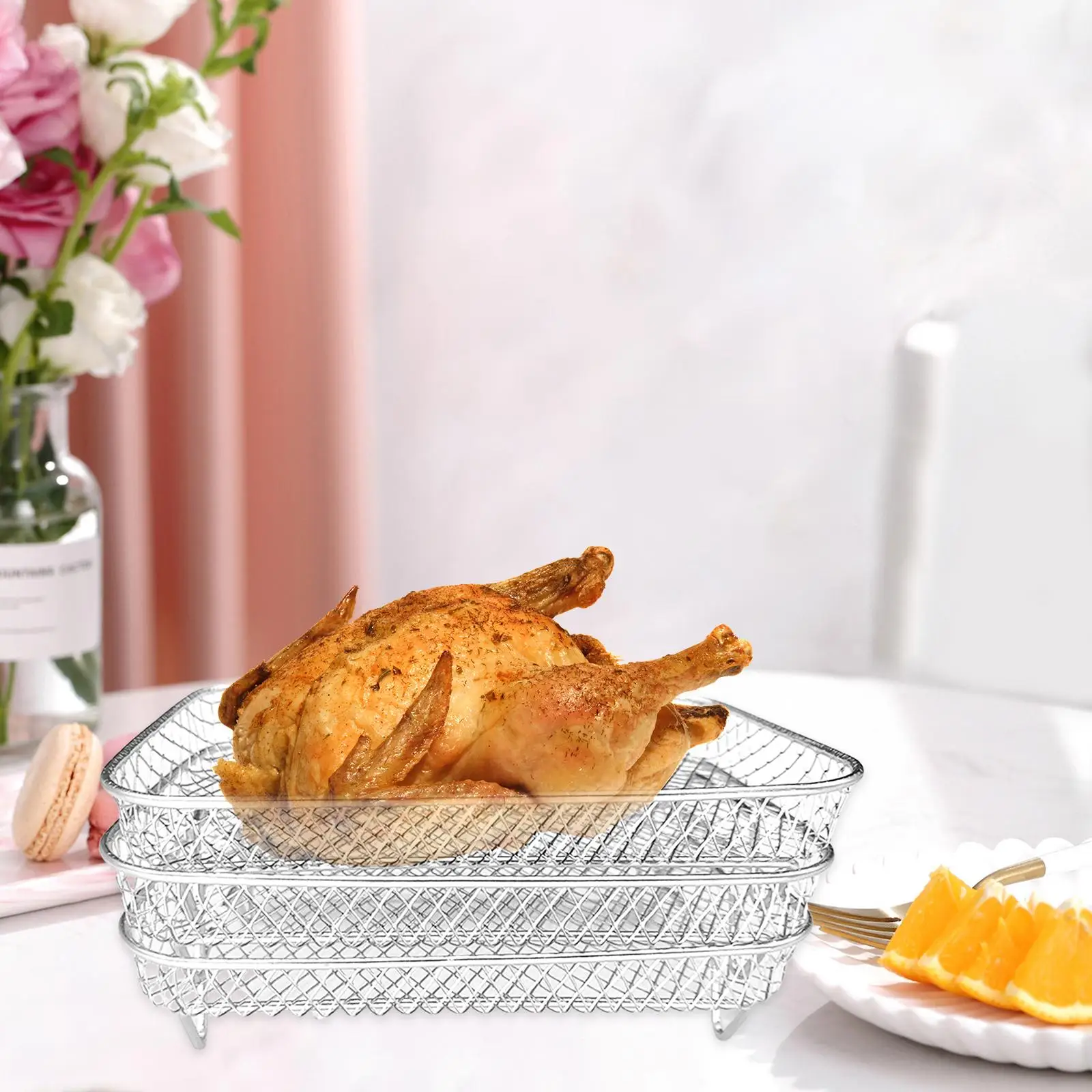 Stainless Steel Air Fryer Rack 3 Layer Support for Air Fryer Easy Clean Dehydrator Rack Grill Rack