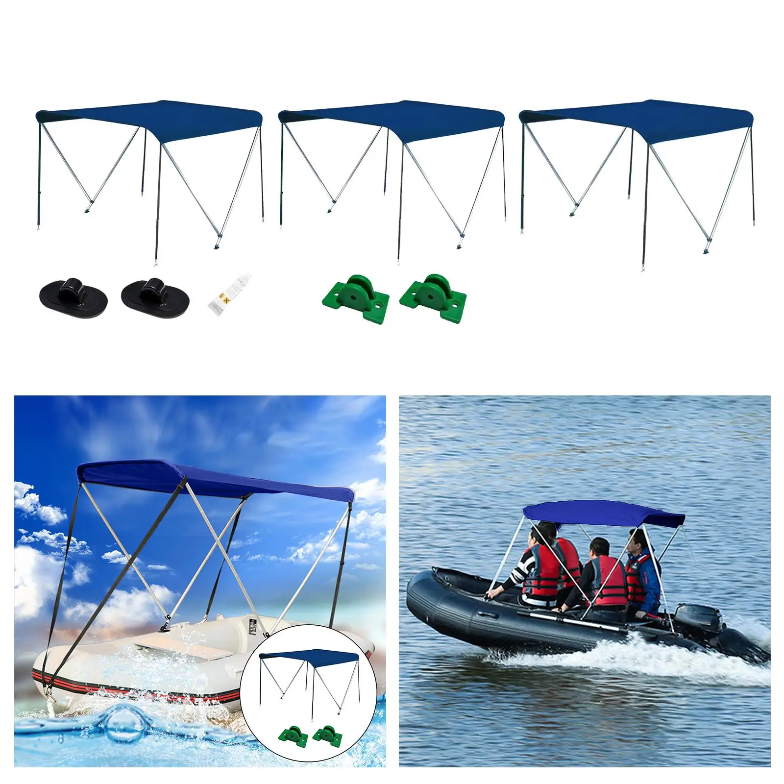 Inflatable Boat Canopy Universal Boat Cover with Frame Hardware Bimini Top Covers for Ship Canoe Dinghy Fishing Boat Sailboat