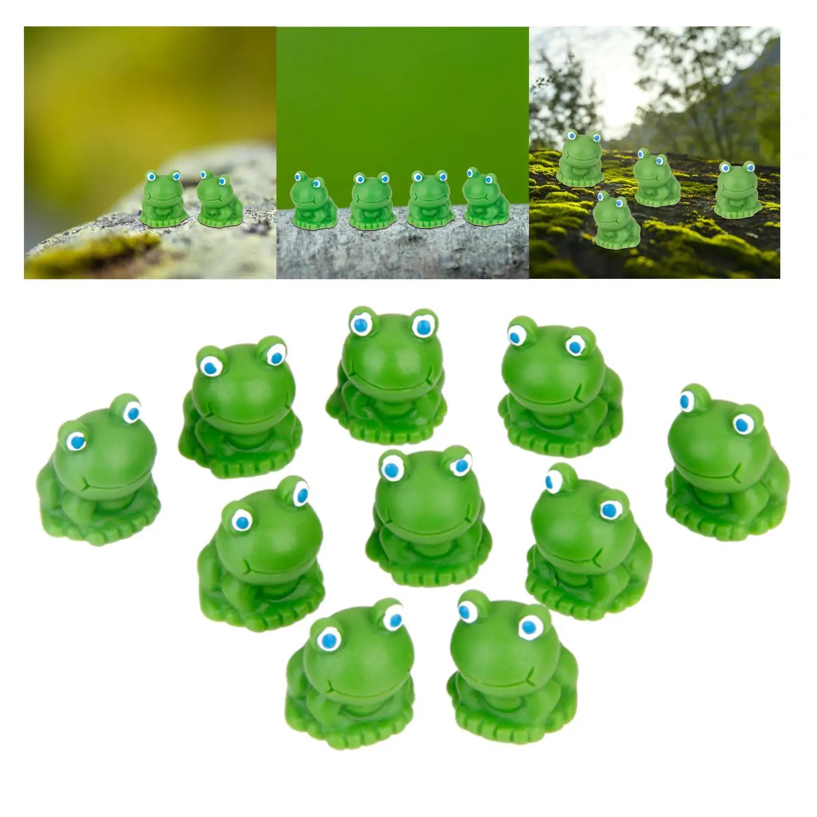 10Pcs Kawaii figurine Frog decor mini fairy garden animal statue Miniature Bonsai DIY Resin Craft Mini Landscape Blue Eye