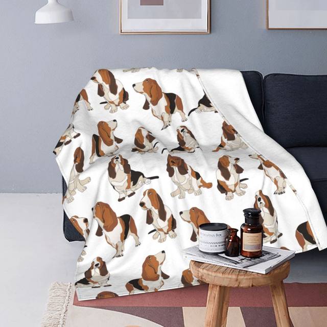 Basset Hound Blanket, Dog Valentine's Day Gift, on sale Holiday Dogs and Hearts Throw Blanket, Pet Portrait Bedroom and Living Room Decor