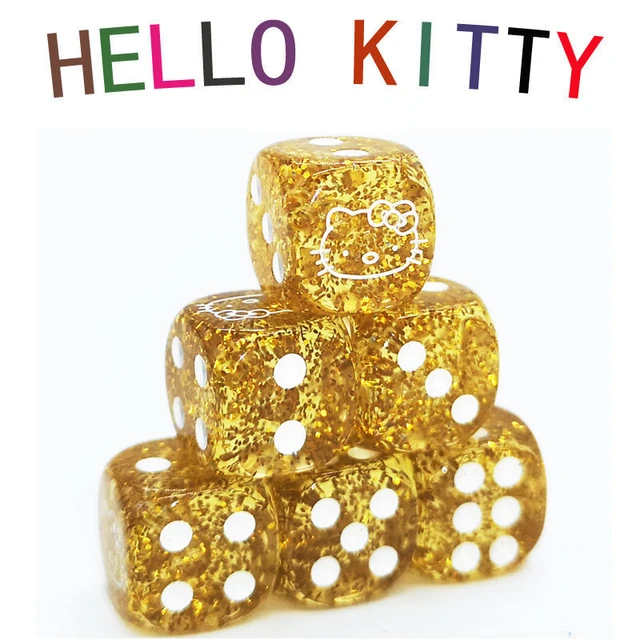 Hello Kitty Dice Creative Cute 14MM Portable Game Props Bar Cabaret  Ballroom Board Game Dice KTV Gambling Game Pink Gold Dice