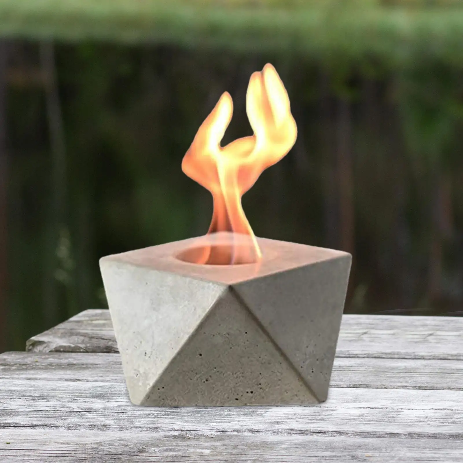 Table Top Firepit Small Lightweight Portable Gray Fireplace Compact Decorative Flame Bowl for Patio Balcony Home Garden Outdoor