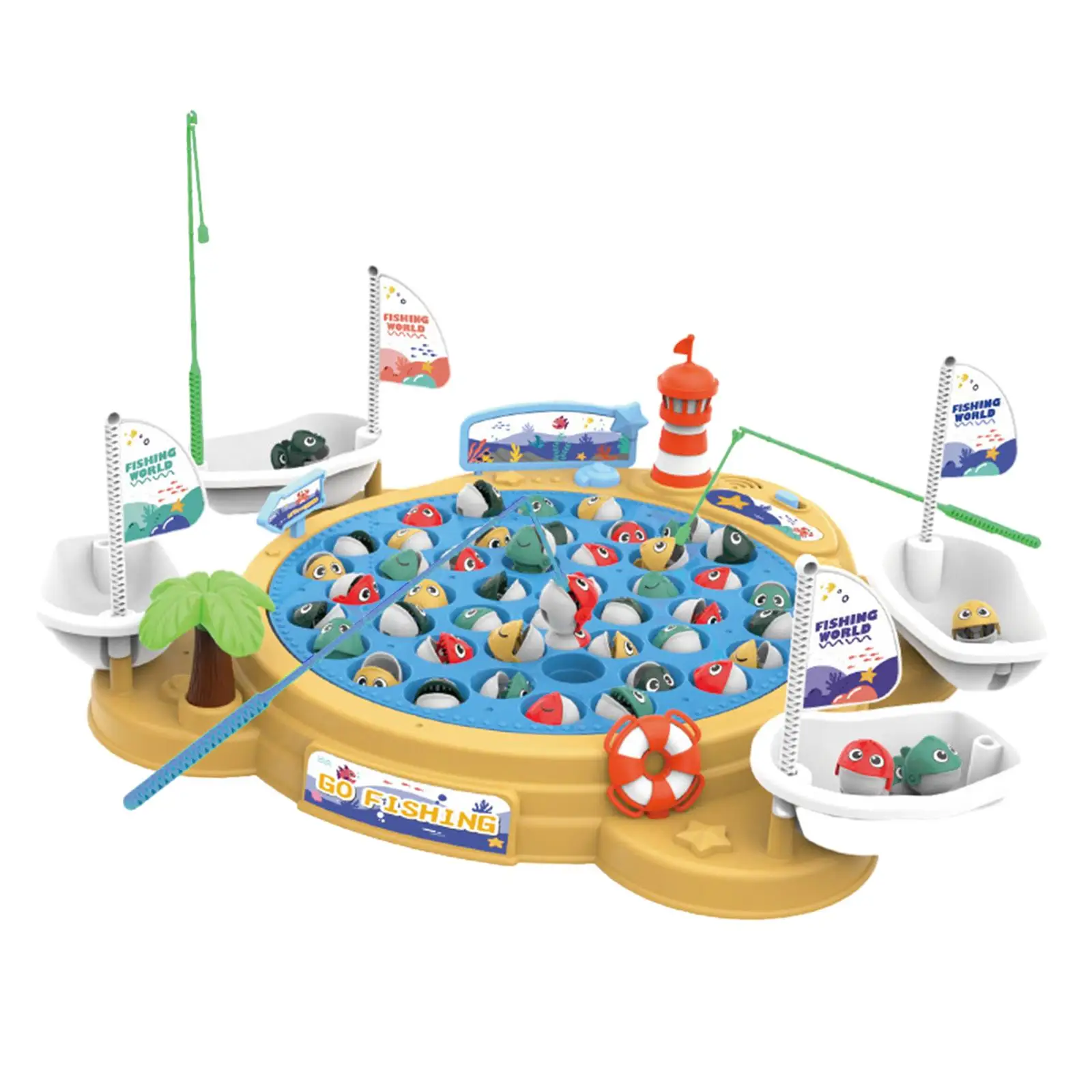 Electric Fishing Toy with Music Party Game Toy Rotating Fishing Game Toy Rotating Board Game for Toddlers Children Girls Kids