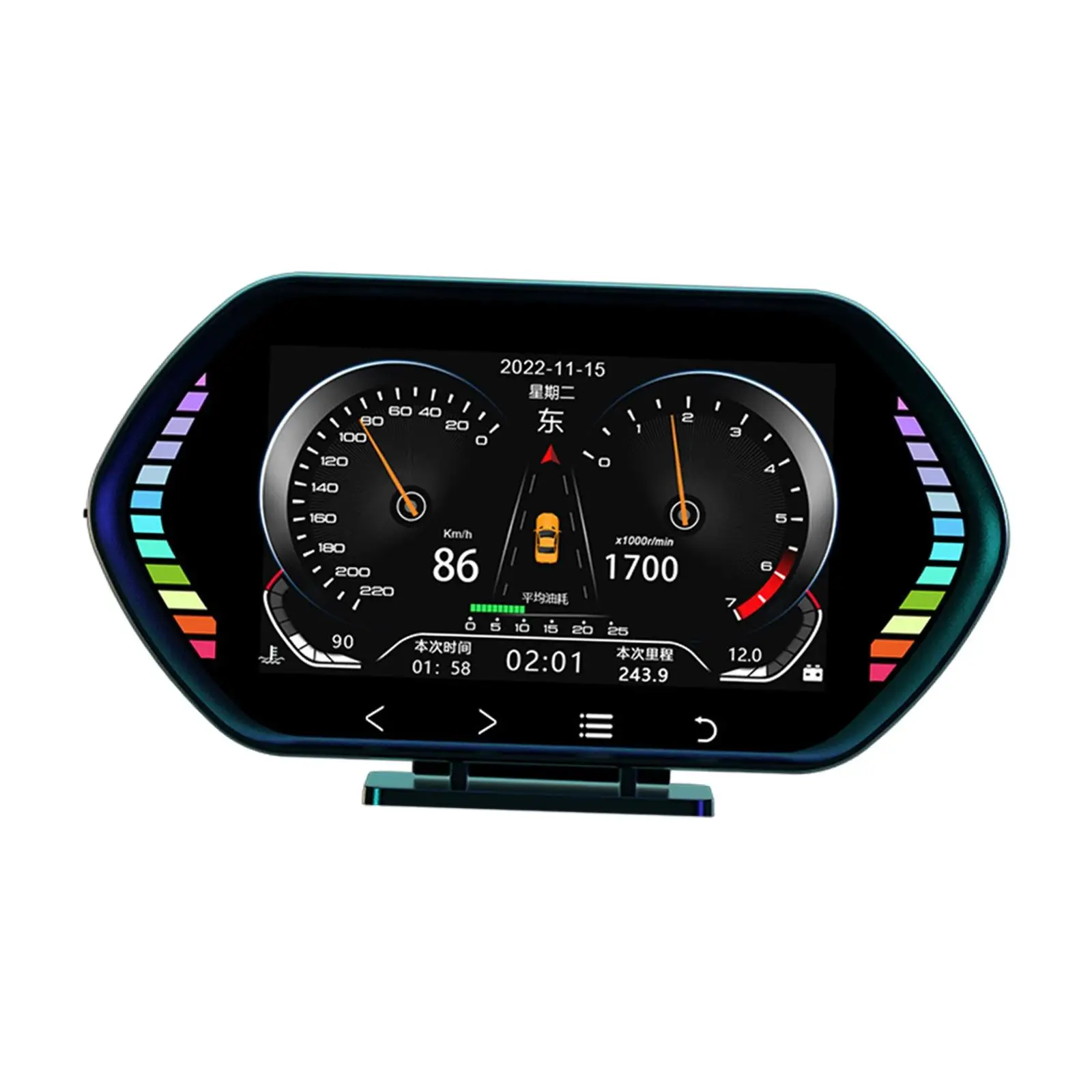 OBD2 Gauge Display Troubleshooting with Ambient Light Multifunctional Head up Display Digital Speedometer for Most Vehicles