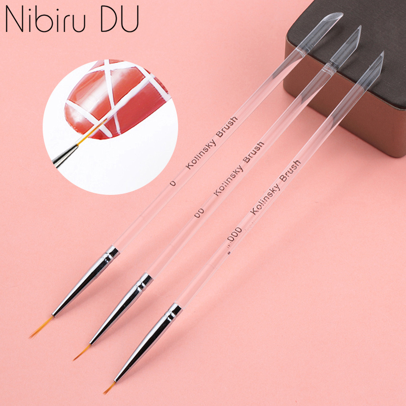 Best of 3Pcs / Set Kolinsky Gel Nail Art Line Painting Brushes Crystal Acrylic Thin Liner Drawing Pen Nail Art Manicure Tools Set Reviews & Tips