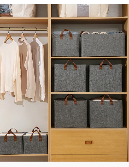 Household Clothing Fabric With Handle Storage Box Bedroom Dustproof  Wardrobe Space Saving Foldable Pants Organization Box - AliExpress