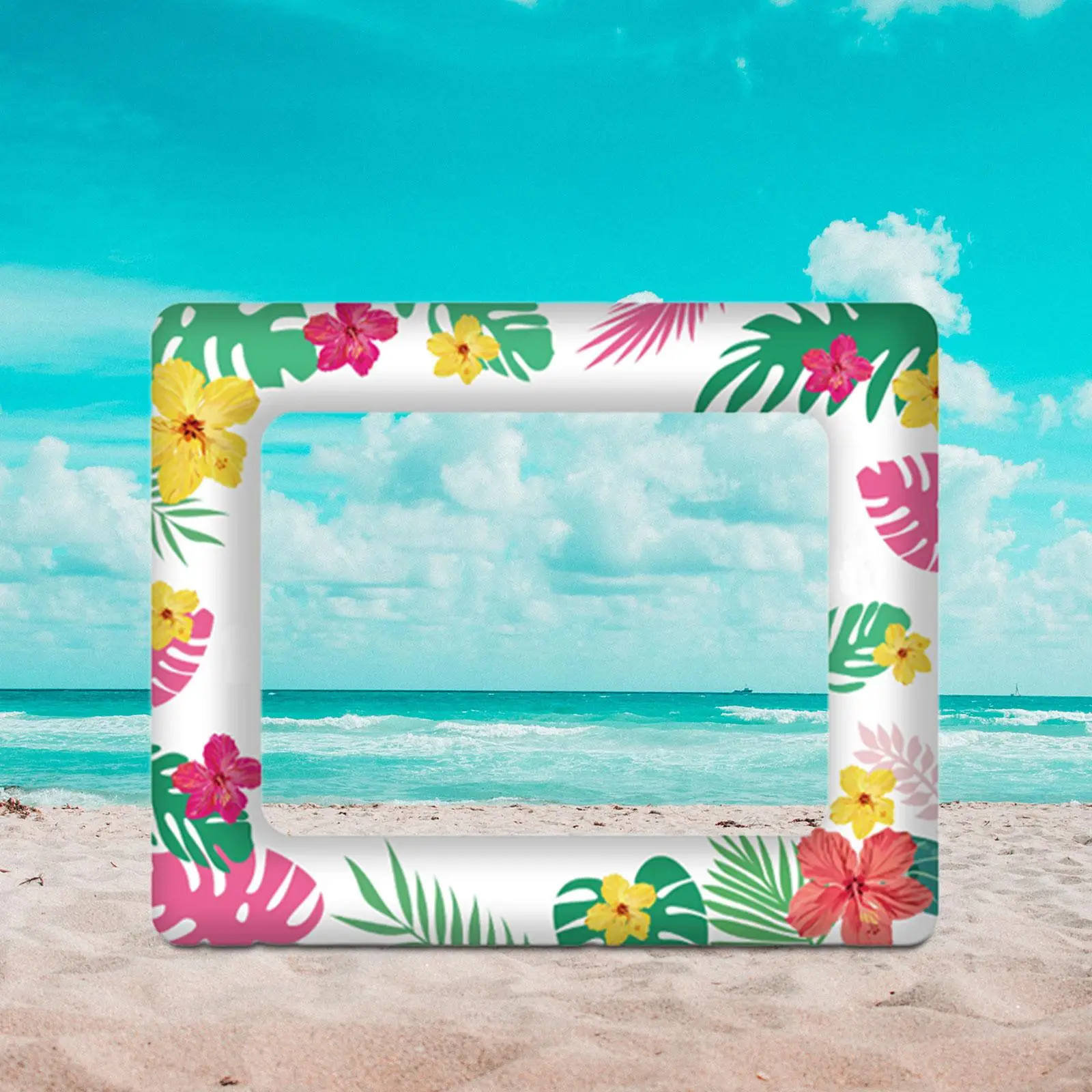 Hawaiian Inflatable Photo Frame Scene Layout Prop Summer Lightweight Photo Booth Frame for Party Holiday Birthday Family