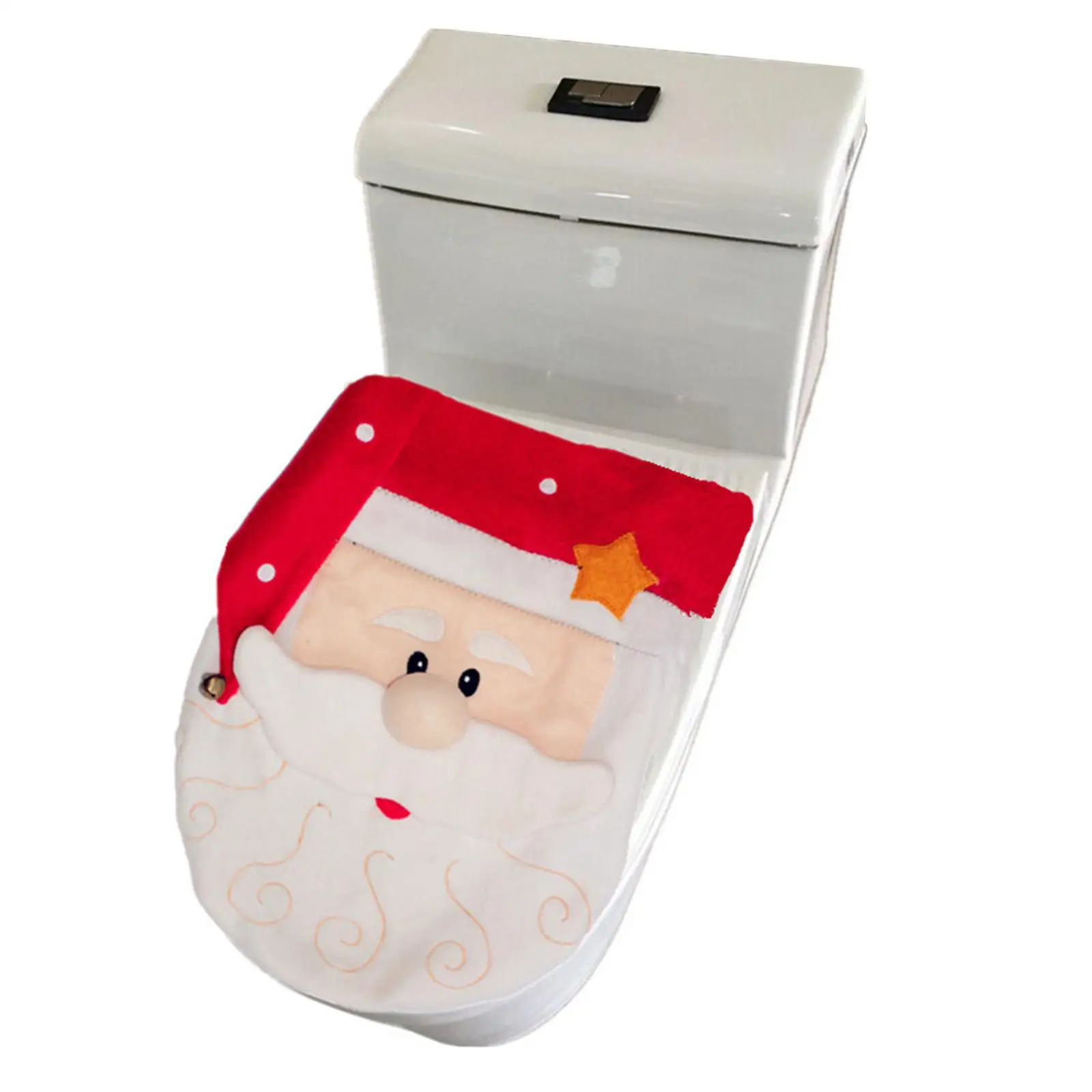 Cute Toilet Seat Cover Christmas Mat Ornament Red Supplies Lid Cover for Bathroom Party Decoration House Festival