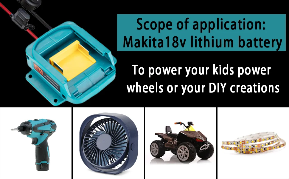 Power Wheels Battery Adapter Compatible for Makita 18V BL1830 BL1840 Power Convertor for DIY RC Toys
