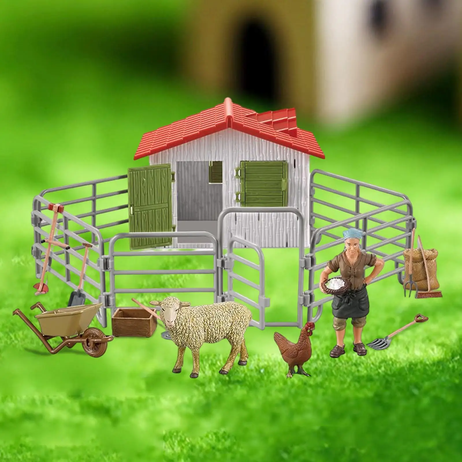 Educational Kid Farm Figurines Tools Fences Playset Easily Clean and Washable Detailed Appearance for Boys Girls Realistic Cute