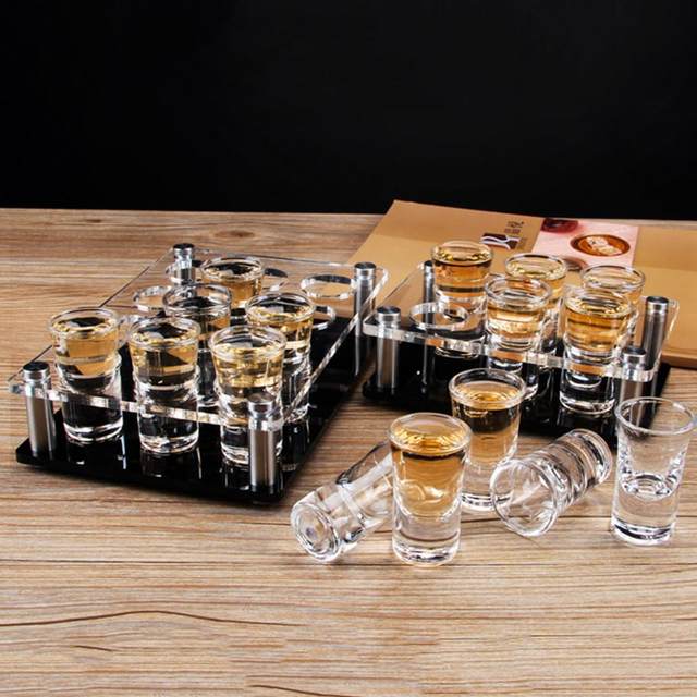 Drinkware Liquor Wine Cup Holder Transparent Square Heavy Base