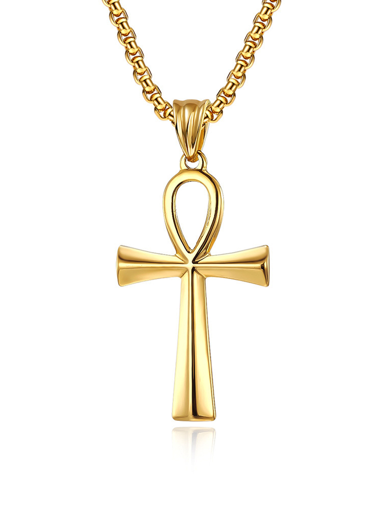 Klassische Einfache Ägyptischen Ankh Kreuz Halsketten Für Männer Frauen Edelstahl Symbol des Lebens Kreuz Anhänger Amulett Schmuck Geschenke – Detail 10