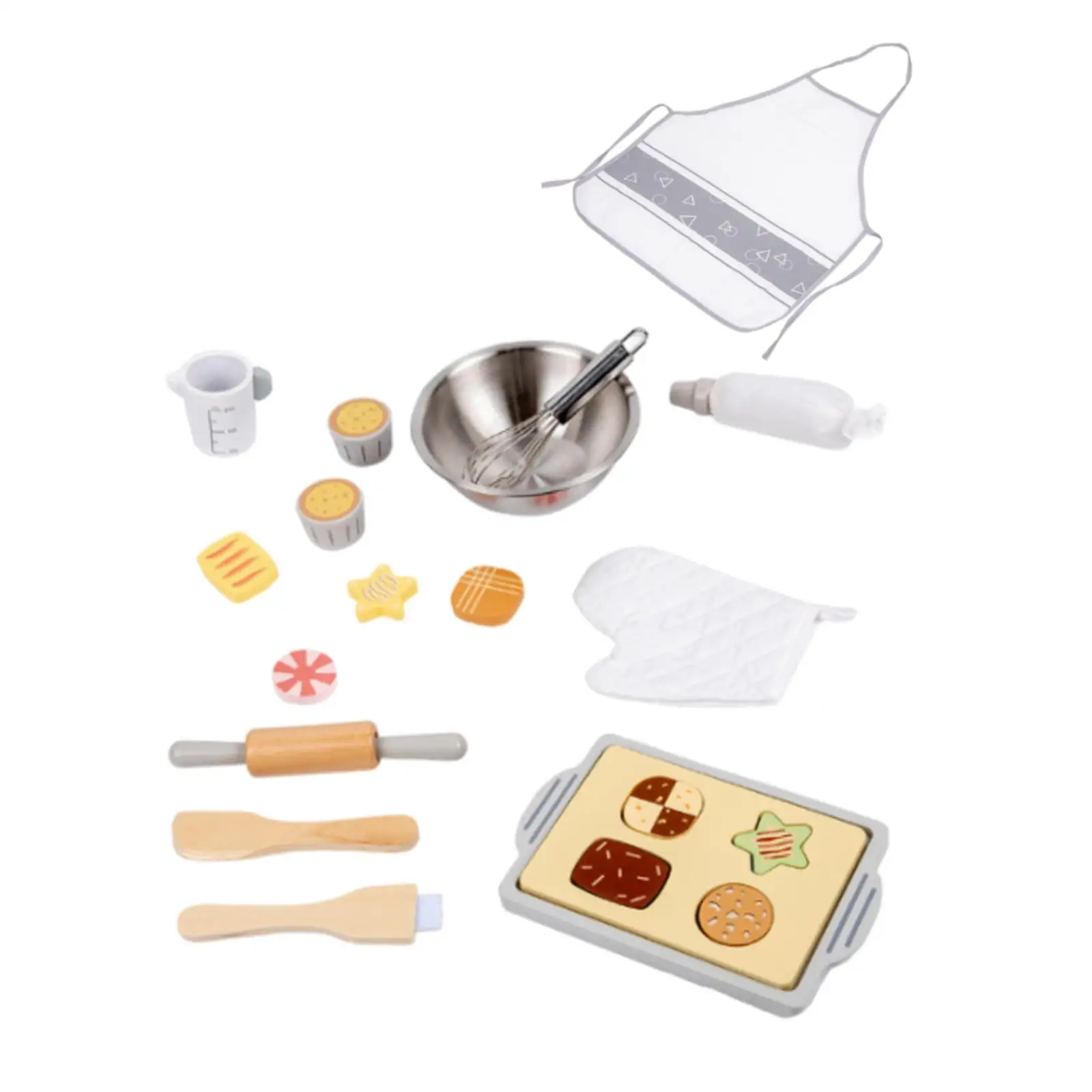 Kitchen Baking Pretend Toy Fine Motor Skill with Kids Apron Play Food Set Kids Cooking Set for Kids Preschool Toy Birthday Gift